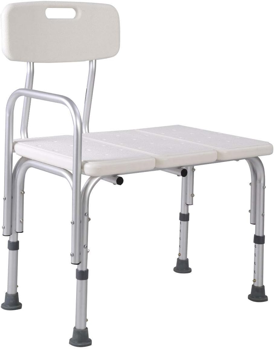 MedMobile® Bathtub Transfer Bench/Bath Chair with Back, Wide SEAT, Adjustable SEAT Height, Sure-GRIPED Legs, Lightweight, Durable, Rust-Resistant Shower Bench: Health & Personal Care