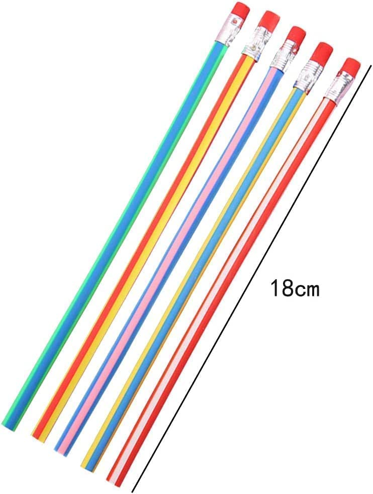JieGuanG Flexible Bendable Pencils, 40pcs Magic Bend Pencils Striped Bendy Pencil with Erasers Classroom Rewards Gifts Back to School Gifts for Students Kids Childs
