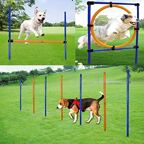 MelkTemn Dog Agility Set - Dog Agility Equipment with Dog Agility Hurdle, Weave Poles, Dog Agility Jump - Canine Agility Set for Dog Training, Obedience, Rehabilitation with Carrying Bag