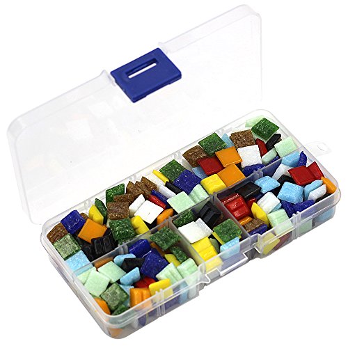 200 Gram Mixed Color Mosaic Tiles Glass Mosaic with Plastic Box for Home Decoration DIY Crafts Supply, 1 by 1 Centimeter - Thumbnail 5