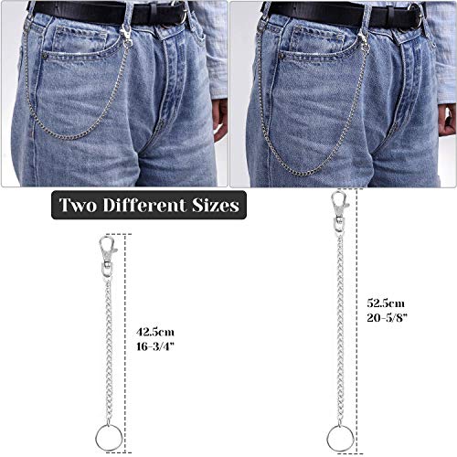 image for Anezus 2Pcs Chain Belt Set, Wallet Chain, Pants Chain, Pocket Chain wi