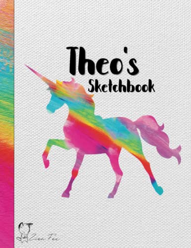 Theo's Sketchbook: personalized blank unicorn book