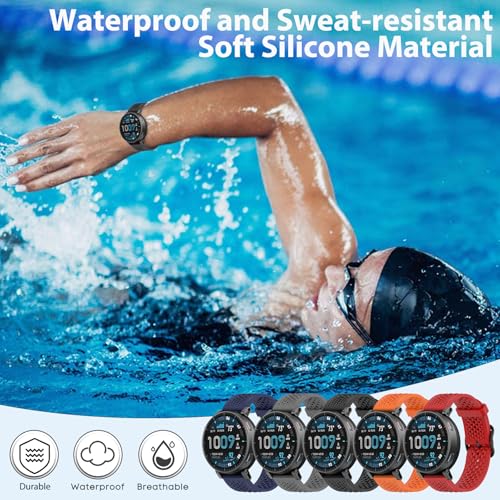 GuardLook 5 Bands Compatible with Amazfit Active Max/Balance2/Balance/Cheetah Pro/Bip 5/Bip 6, Replacement Silicone Strap, Breathable Design with Holes, 22mm Wristbands