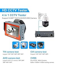 jztek 4 en 1 probador de monitor de vídeo CCTV Tester para cámara ahd TVI CVI CVBS, 4.3 inch Monitor LCD, 12 V 1 A DC Power Out, PTZ Test, UTP Cable LAN, audio video Test 2600 mAh Batería recargable