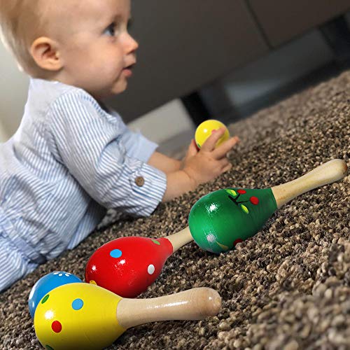 image for Aniann 12 Pieces Mini Wooden Maracas Fiesta Maracas Handmade Colorful 