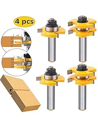 LETBUY   Juego de brocas de lengua y ranura, 1 2" vástago en forma de T ajustable, 3 dientes cortador de madera para puerta, mesa, armario, estantería, pared, bricolaje, carpintería