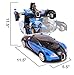 Family Smiles Kids RC Toy Car Transforming Robot Remote Control with One Button Transformation, Realistic Engine Sounds, 360 Speed Drifting, Sword and Shield Included Toys for Boys 1:22 Scale (Blue)
