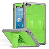 MoKo Case for All-New Amazon Fire HD 8 Tablet (7th Generation, 2017 Release Only) - [Heavy Duty] Shockproof Full Body Rugged Cover with Built-in Screen Protector for Fire HD 8, GREEN & GRAY