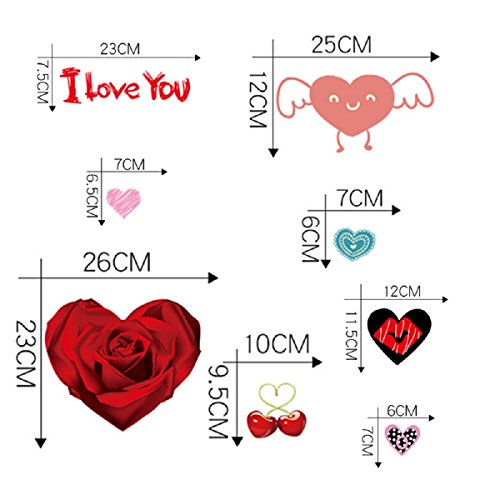 140 PCS Valentine's Day Window Clings Heart Stickers Wall Decal Party Decorations