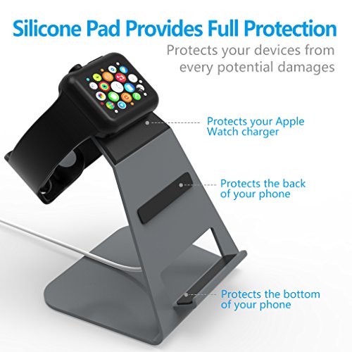 XUNMEJ Apple Watch Stand Apple Watch Charging Dock Stand Bracket Station Holder for Apple Watch Series 3/Series 2/ Series 1 (42mm 38mm) iPhone X 8 8plus 7 7plus 6S 6plus (Gray)