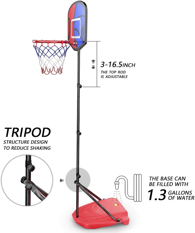 HAHAKEE Kids Basketball Hoop, Height-Adjustable Basket 2.9ft-5.1ft, Indoor and Outdoor Basketball Set for Toddlers Age 3-8: Toys & Games
