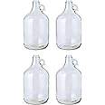 FastRack 1 Gallon Glass Jug, Clear, Pack of 4 | Food Grade – BPA Free for Fermentation, Storage & Brewing | 128 oz Large Glas