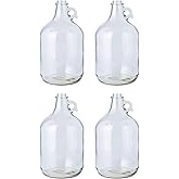 FastRack 1 Gallon Glass Jug, Clear, Pack of 4 | Food Grade – BPA Free for Fermentation, Storage & Brewing | 128 oz Large Glas