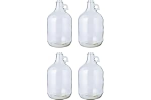FastRack 1 Gallon Glass Jug, Clear, Pack of 4 | Food Grade – BPA Free for Fermentation, Storage & Brewing | 128 oz Large Glas