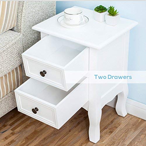 image for Mecor Set of 2 Nightstand Small&Super Cute - Paulownia Wood - Fully As