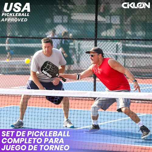 Ciklon | Palas de Pickleball | Juego de Paletas de Pickleball | Set de Raquetas Pickleball | Fibra de Vidrio y Núcleo de Nido de Abeja Polipropileno (PPL) | USAPA | Pack Esenciales
