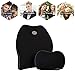 Travel Ease Car Lumbar Support Back Cushion & Headrest Neck Pillow Kit for Seat Cushion Memory Foam Erognomic Design Universal Fit for Car Seat with Back Pain Relief (Black)