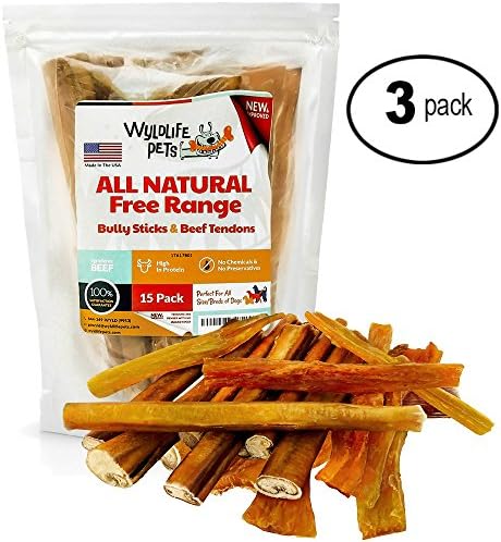 WyldLife Pets Jumbo Size Beef Pizzles and Tendons - Training Treats To Reward Your Furry Friend - Doggy Dental Floss Is Great To Keep Healthy Teeth and Gums (3-15 Packs)