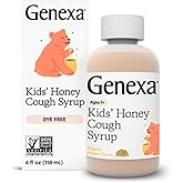 Genexa Kids’ Organic Honey Cough Syrup, Dye Free, 0% Artificial Additives, Children's Cough Remedy for Kids 2-11, Soothing Na