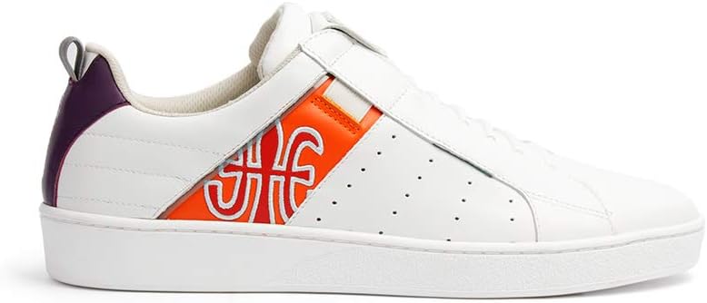 ROYAL ELASTICS Mens Icon Manhood Fashion Design Leather Laceless Slip-on Sneakers White Purple Orange