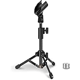 Desk Mic Stand, JCWINY Portable Foldable Microphone Tripod with Mic Clip Holder Adjustable Table Microphone Stand for Blue Ye