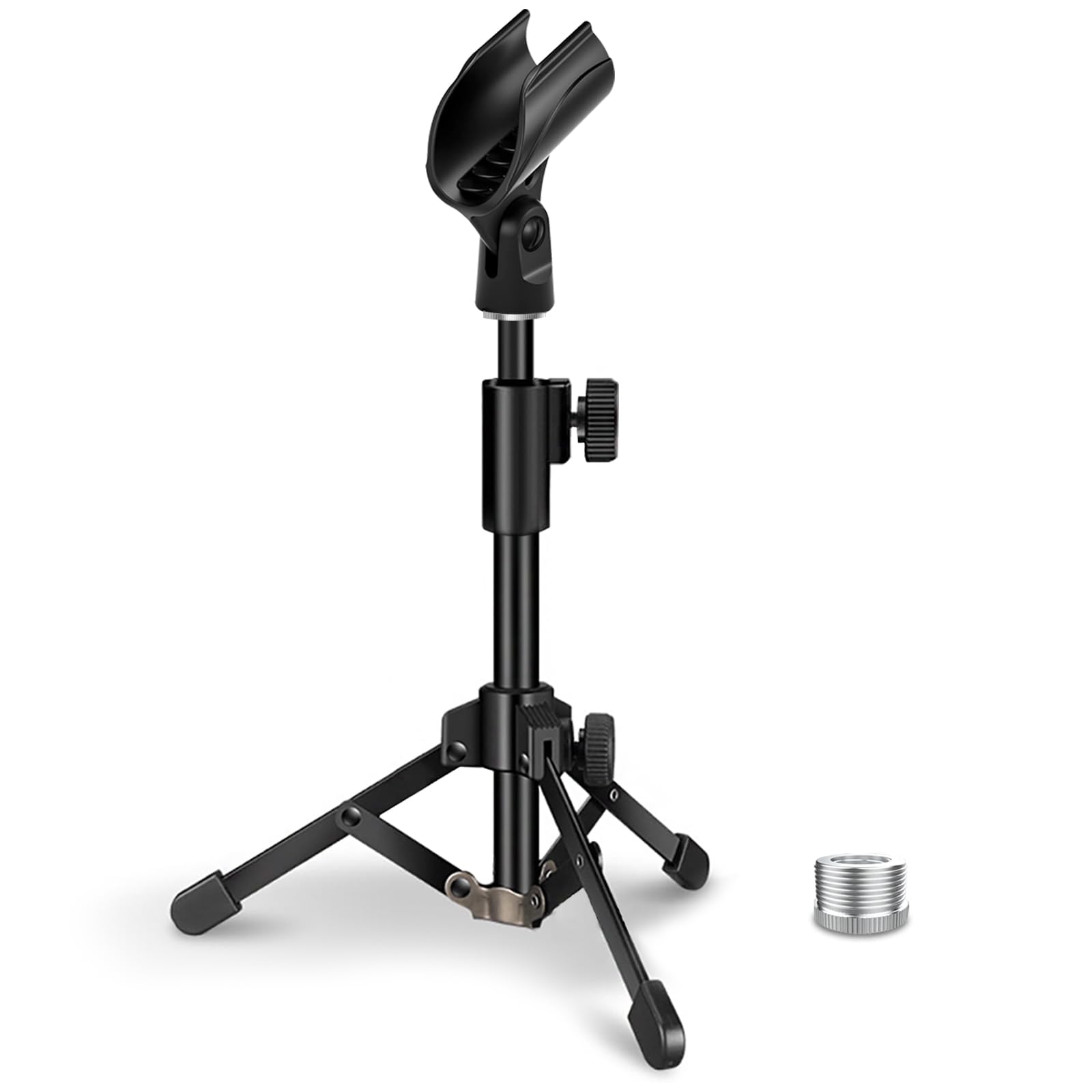 Photo 1 of Desk Mic Stand, JCWINY Portable Foldable Microphone Tripod with Mic Clip Holder Adjustable Table Microphone Stand for Blue Yeti Snowball Spark and Other Dynamic Microphones