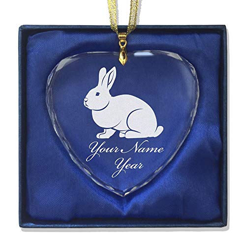 SkunkWerkz Christmas Ornament, Rabbit, Personalized Engraving Included (Heart Shape)