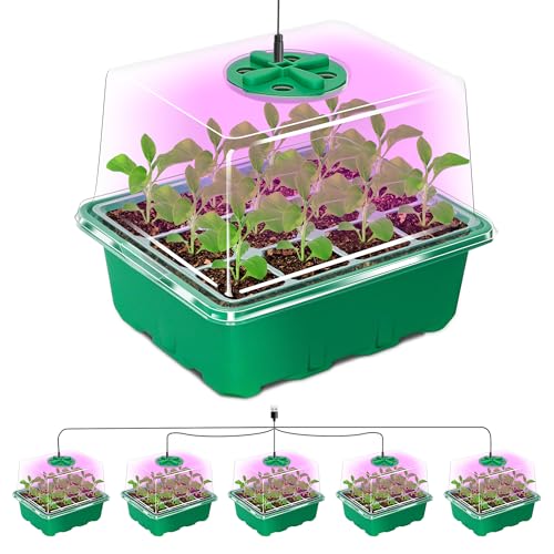 Bonviee Seed Starter Trays with 12-LED Grow Lights