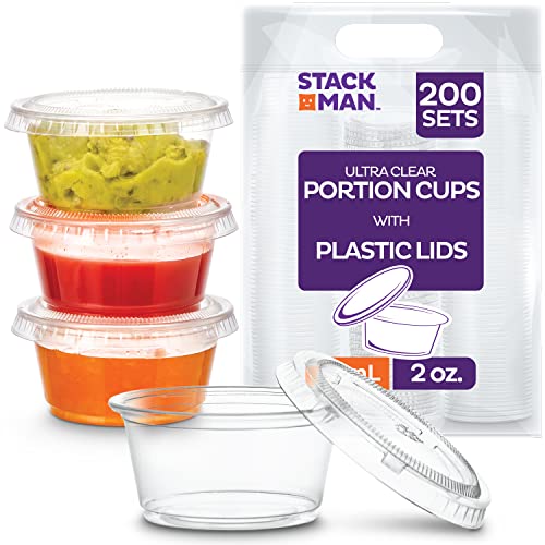 Small Plastic Containers with Lids, Jello Shot Cups, Portion Cups with