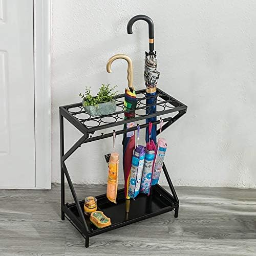 Umbrella Stands Iron Art Hotel Lobby Umbrella Shelf Household Creative Floor-Standing Rain Gear Canes/Walking Sticks Stand Storage Holder Umbrella Drain Rack (Color : Black)