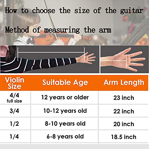 LAGRIMA 4/4 Beginner Violin,Violin Notes Sticker, Handcrafted Acoustic Violin Starter Kit, Case, Bow, Tunner,Rosin and Chin Rest - Thumbnail 6