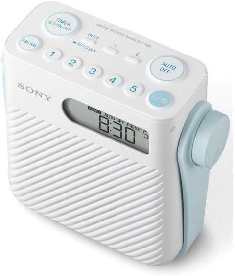 Sony ICFS80 CE7 White Splash Proof Shower Radio AM FM Speaker Preset Buttons