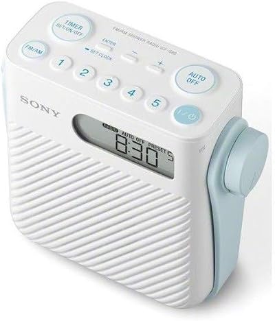 Sony ICFS80 CE7 White Splash Proof Shower Radio AM FM Speaker Preset Buttons