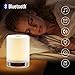 SAVFY Bedside Lamp Light Night, Bluetooth Speaker with LED Touch Sensor and Alarm Clock, Hands-Free Speakerphone with Mic, Best Gift for Men Women Teens Kids Children Sleeping Aid White