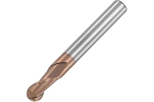 uxcell Ball Nose End Mill 3mm Tip Radius Solid Carbide AlTiSin Coated CNC Router Bits 2 Flute Spiral Milling Cutter HRC55 wit