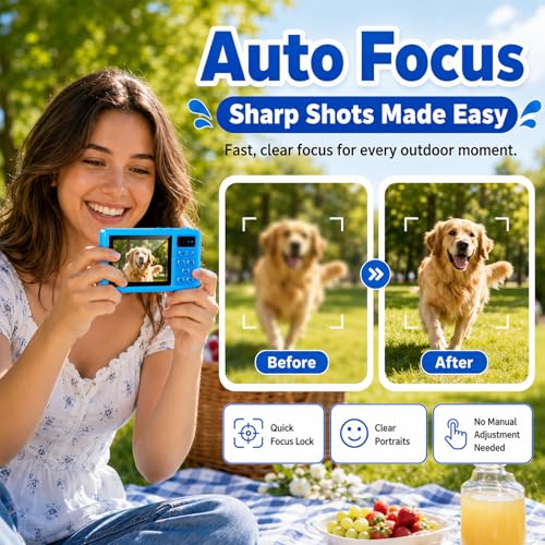 Maxmango D70 4K Macchina Fotocamera Subacquea - 48MP 10FT Fotocamera Digitale Impermeabile per Snorkeling - Doppio Schermo Compatta Galleggiante con 32GB - Batteria 1200mAh per Bambini e Ragazzi (Blu)