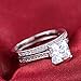 FENDINA Womens Luxurious 18k White Gold Plated Wedding Engagement Bands Princess Cut CZ Crystal Solitaire Anniversary Promise Rings Set