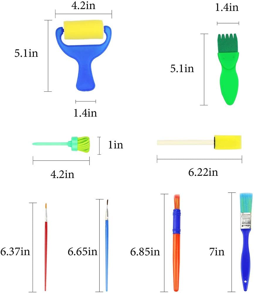 Flower Pattern Brush for Kids Toddlers Early Learning 47Pcs Kids Sponge Painting Brushes Kits,Washable Foam Painting Brushes Art Crafts Brush