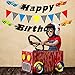 BeYumi Race Cars Birthday Banner for Boys, Colorful Pennants and Checked Flags for Party Decoration, Let’s Go Racing Birthday Backdrop for Kids Birthday