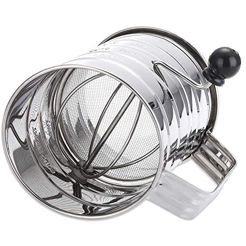 HandCrank Flour Sifter Stainless Steel 3 Cups Capacity 4Wire Sugar