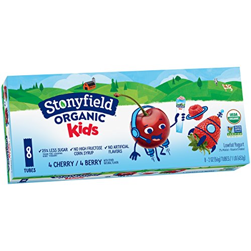 Stonyfield Organic, YoKids Cherry and Berry Low Fat Yogurt Squeezers, 2 oz, 8 Count
