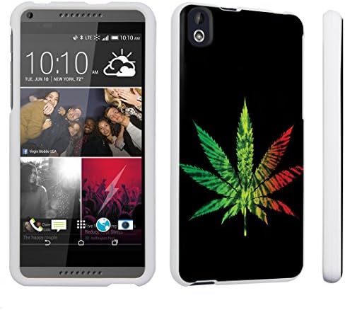 DuroCase ® HTC Desire 816 Hard Case White - (Rasta Leaves)