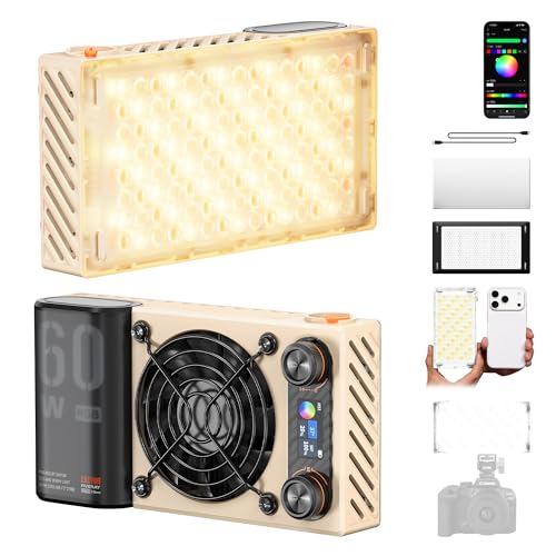 ZHIYUN Fiveray M60 Ultra 60W RGB Video Light [Official] LED Light for Camera, Cold Shoe, LED Video Lighting, APP Control, 4500mAh Battery, 2500K~10000K, 430g, Portable Streaming Lamp for YT TK