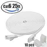 Cat 6 Ethernet Cable 25ft White with 10 pcs Cable Clips,Internet Network Cable-XINCA Ethernet Patch Cable With Snagless Rj45 Connectors - 25 feet White(7.6 Meters)