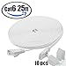Cat6 25Ft & 10pcs Sticky clips,Flat Internet Network Cable– XINCA Cat 6 short Computer Ethernet Cable With Snagless Rj45 Connectors & 3M lan cable clips– 25 feet White (7.6 Meters)