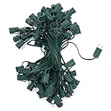 C9-100 Foot Light String, 12" Spacing, Green Wire