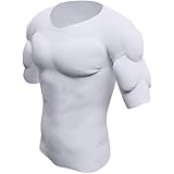 Ypnrd Men Shaper False Muscle Chest T-Shirt Fake Shoulders Padded Underwear Compression T-Shirts
