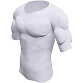 Ypnrd Men Shaper False Muscle Chest T-Shirt Fake Shoulders Padded Underwear Compression T-Shirts