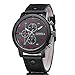 Curren Men's Analog Quartz Sport Military Round Dial Leather Band Seconds Fashion Classic Dress Wrist Watch Black