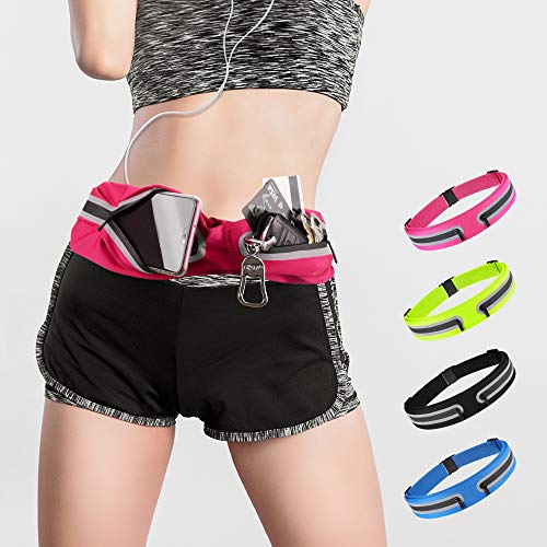 Boruizhen Slim Running Belt, Waterproof Fitness Waist Packs Adjustable Walking Pouch Workout Belt for Phone, Yoga, Cycling, Hiking, Jogging (Rose Red) - Thumbnail 6